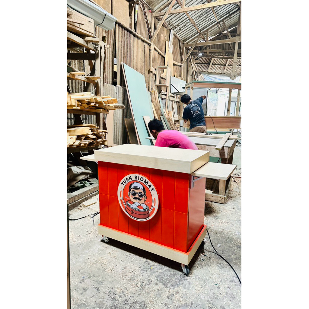 Gerobak lipat portable jualan,gerobak jualan kekinian,booth jualan lipat kayu