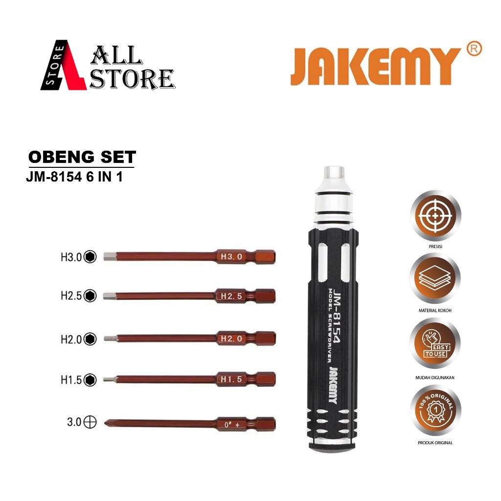JAKEMY JM-8154 OBENG SET 6 IN 1 TOOL SERVIS ELEKTRONIK - OBENG MULTIFUNGSI JAKEMY JM-8154 ORIGINAL T