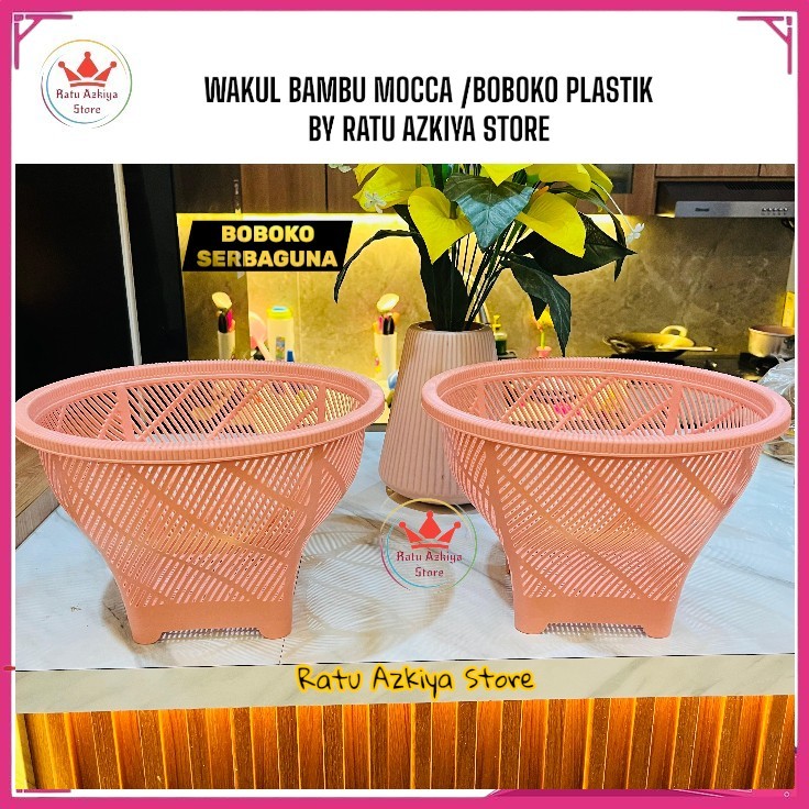PROMO MURAH  WAKUL BAMBU BOBOKO PLASTIK NASI SERBAGUNA BESAR TEBAL ANYAMAN PLASTIK