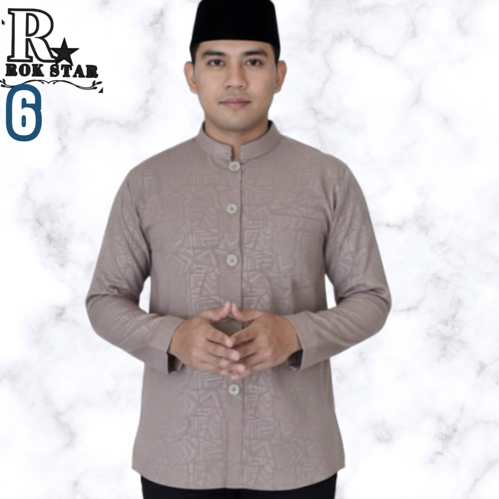 baju koko haibah embos bahan wolfis