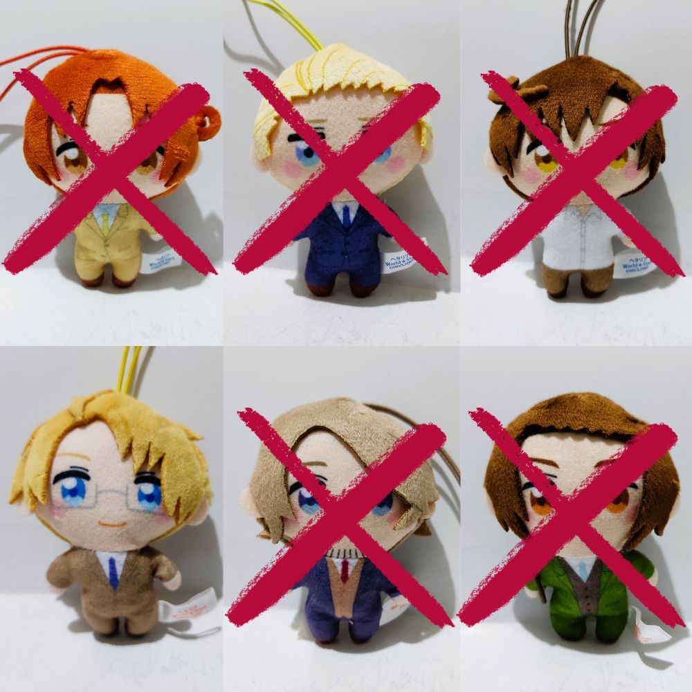 Hetalia World Stars Kapukko Friends Plush Strap - Italy / Germany / Romano / America / France / Chin