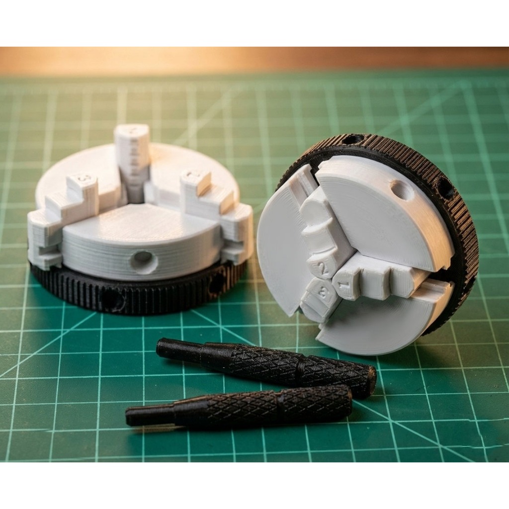 Cekam Bubut K01-63 Lathe Chuck Self Centering 3Jaw  2.5 Inch 63mm 3D Printed