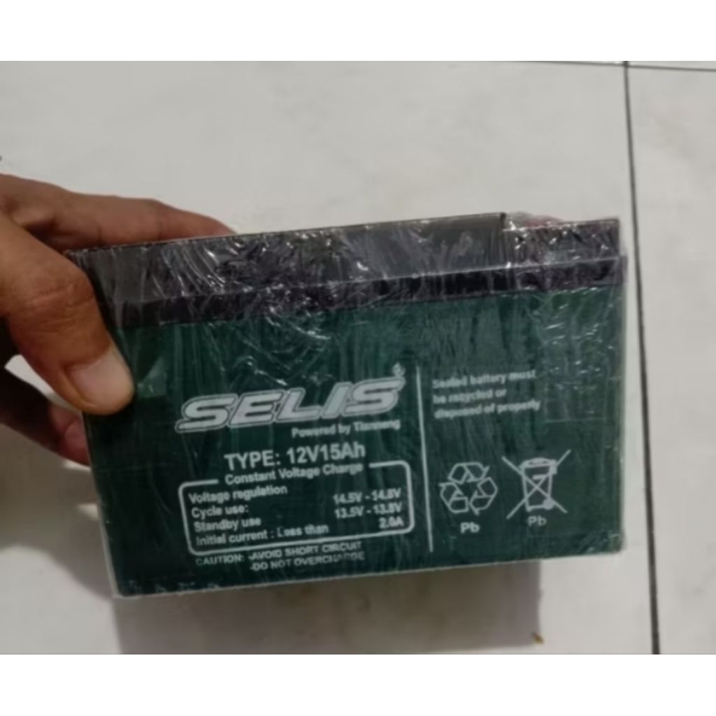 SELIS AKI SEPEDA LISTRIK 12volt 15Ah, aki selis aki skuter aki MOLIS aki 12volt 15ah