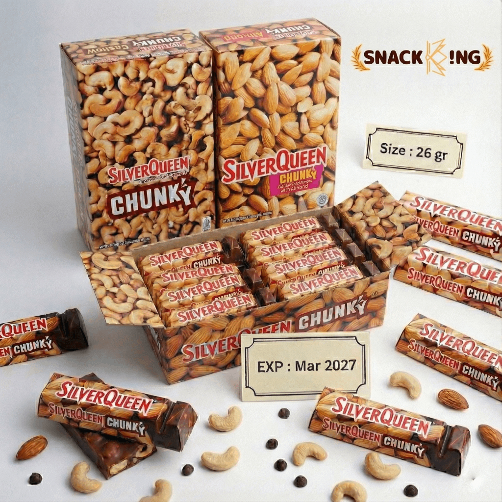 1 Box Isi 12 Cokelat SilverQueen Chunky Bar Kecil 1 Box 30gr Cashew