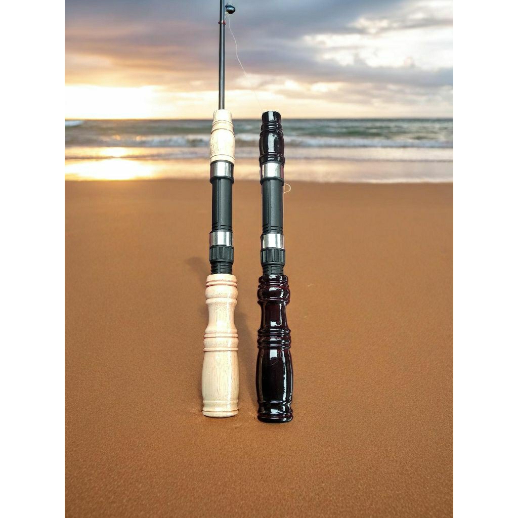 Gagang Joran Pancing Kayu Ukir Panjang+reelseat 28cm