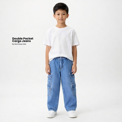 Morrissey Kids - Celana Panjang Cargo Skena/Baggy Jeans Anak Laki-Laki/Perempuan Terlaris