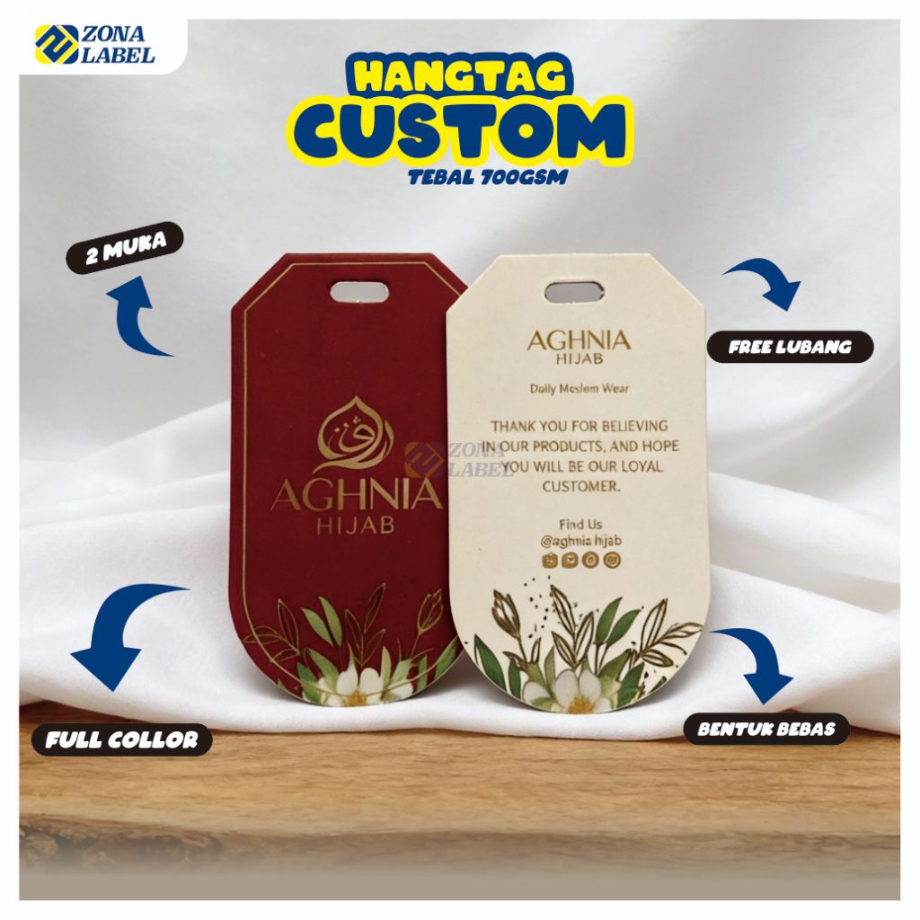 FREE DESAIN Hangtag Label Baju Custom untuk Branding Produk Fashion | Hang Tag Baju Custom Desain
