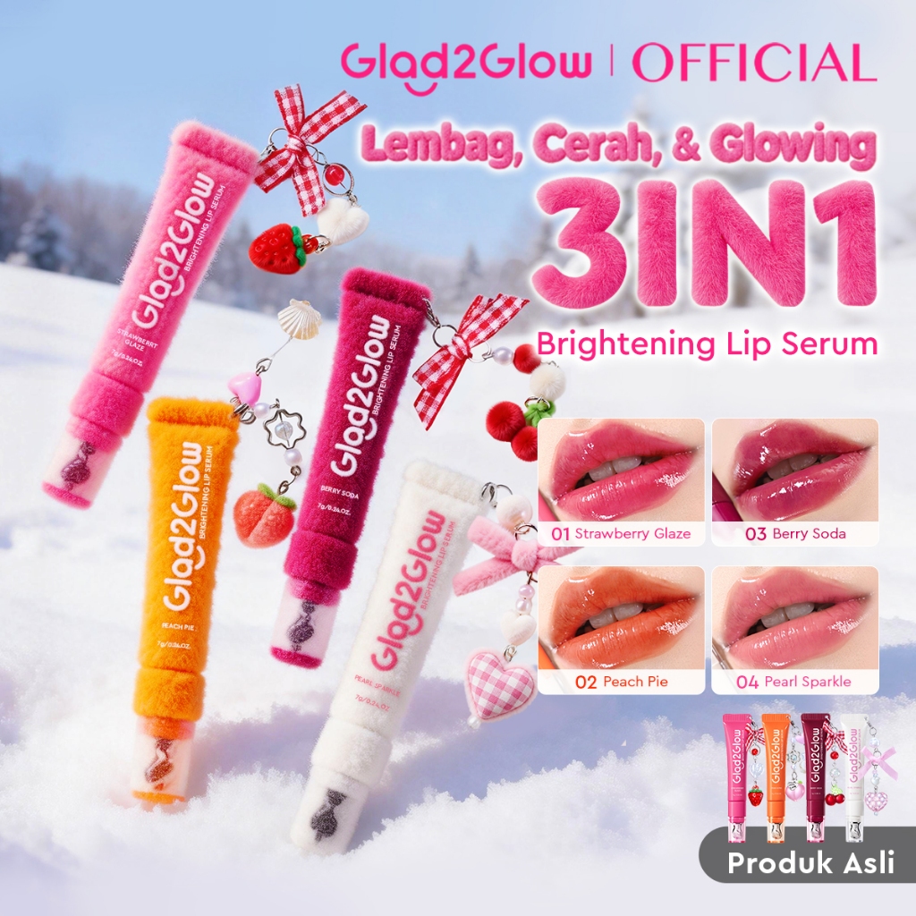 [2PCS Lebih Cuan]Glad2Glow BRIGHTENING LIP SERUM 7g Berry Soda Shade Ready Stock! Mencerahkan, Melem