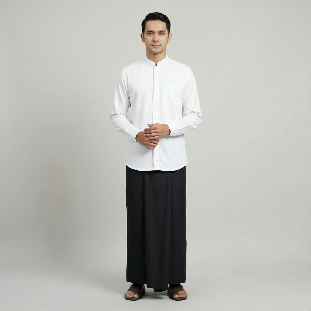 Sarung Polos Hitam Premium Dewasa Katun Adem Halus – Anti Kusut & Tidak Luntur