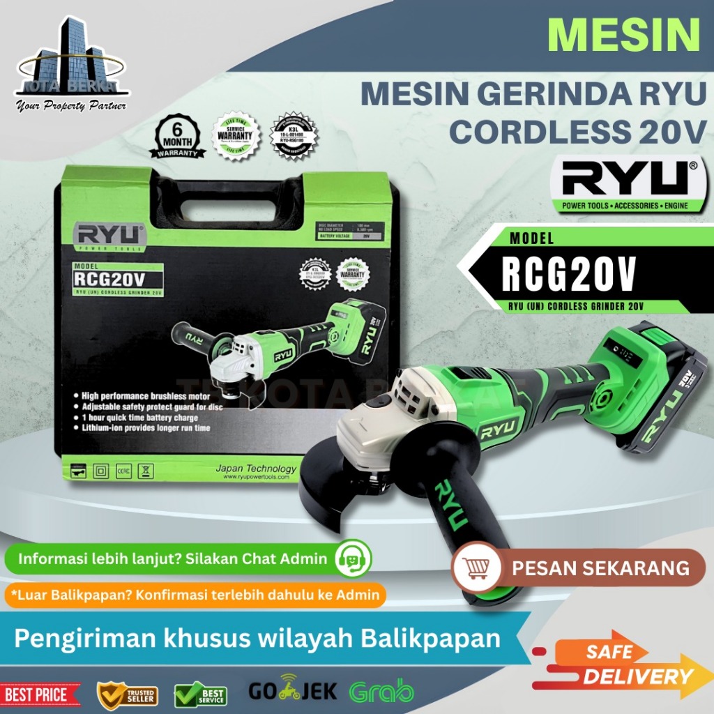 MESIN GERINDA BATRE RYU / GERINDA RYU CORDLESS 20V