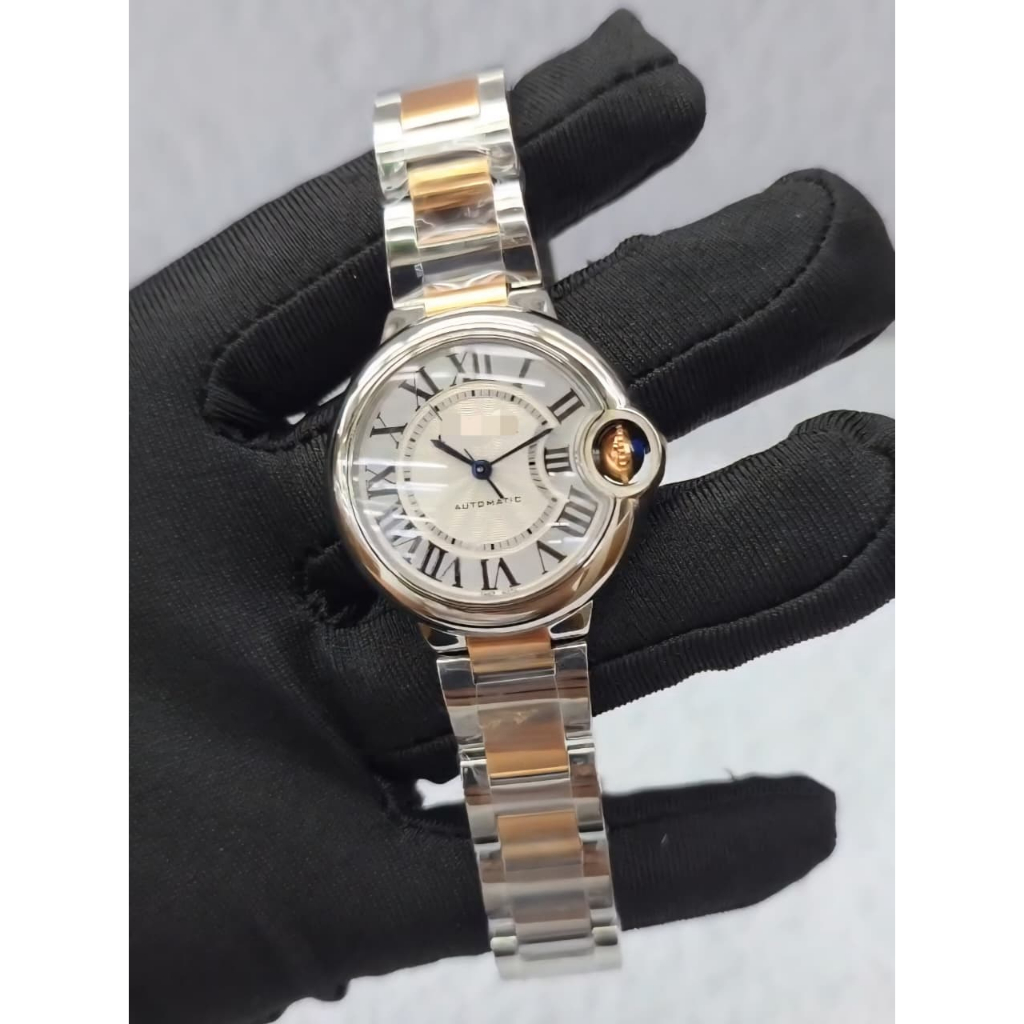 Jam tangan Luxury TIER 5 Ballon Bleu 33mm automatic midsize two tone rose gold, silver dial SWISS AF