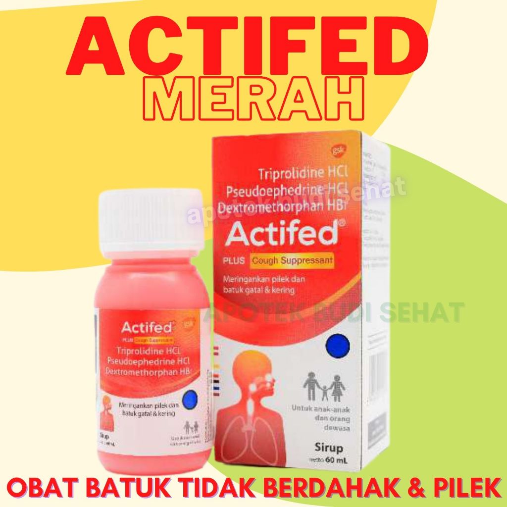 Actifed Merah Cough Sirup 60 ml Obat Batuk Kering Pilek Obat Batuk Tidak Berdahak Obat Flu Sirup Act