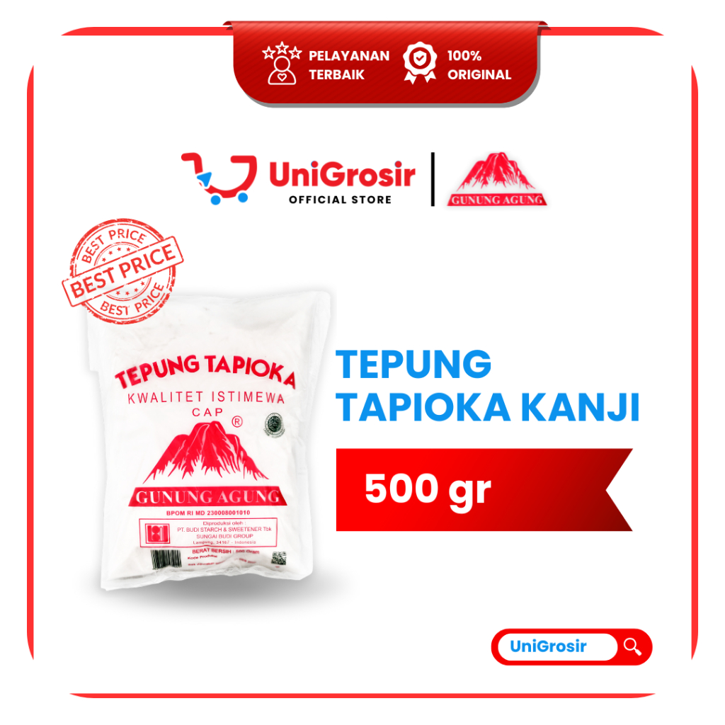 [UniGrosir] TEPUNG TAPIOKA KANJI SAGU CAP GUNUNG AGUNG MERAH ROSE BRAND ~ 500 gr