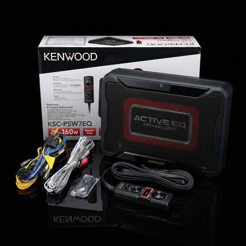 Kenwood KSC-PSW7EQ Subwoofer Kolong Mobil Aktif Slim Active EQ Technology