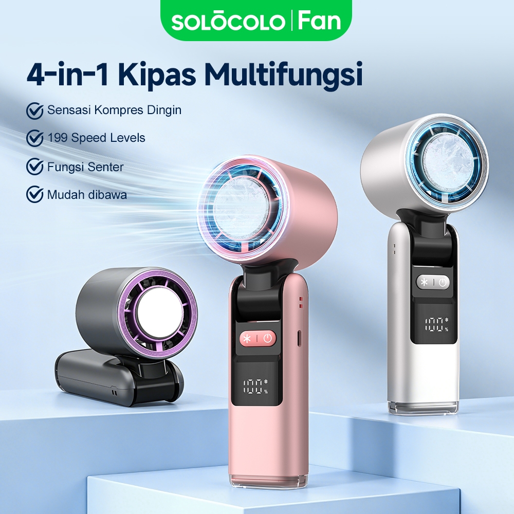 SOLOCOLO Mini Fan K801 Multifungsi Kipas Genggam Turbin Portabel Kipas Lipat 4-in-1 Kipas Mini Pendi