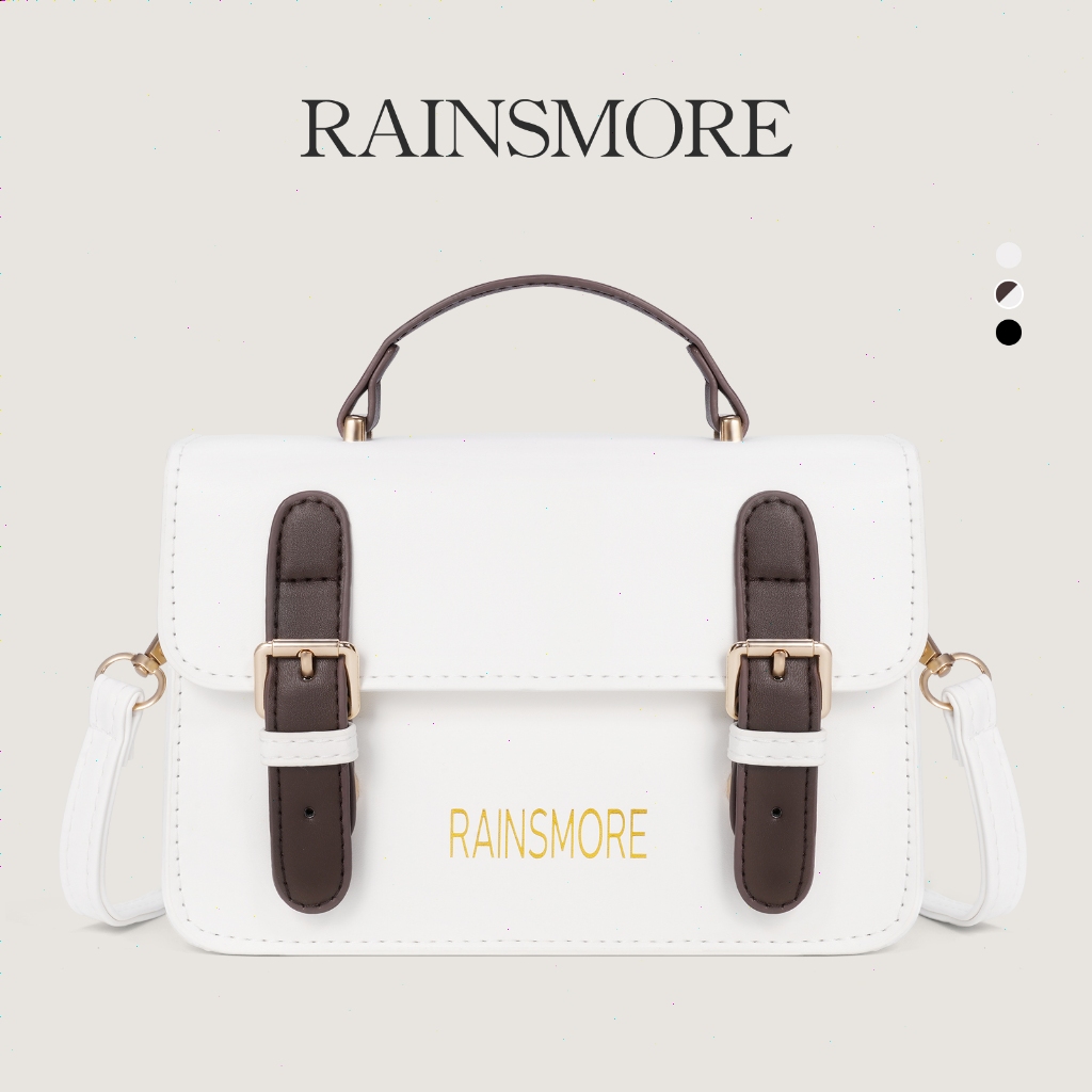 RAINSMORE Tas Wanita Gaya Kampus Klasik Vintage Desain Eksklusif Terbaru Tas Selempang Pelajar Serba