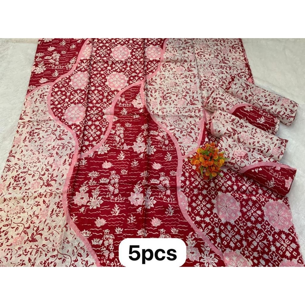 KAIN BATIK VISCOSE SEMI SUTRA TRUSMI CIREBON MOTIF PULAUAN SOFT PASTEL