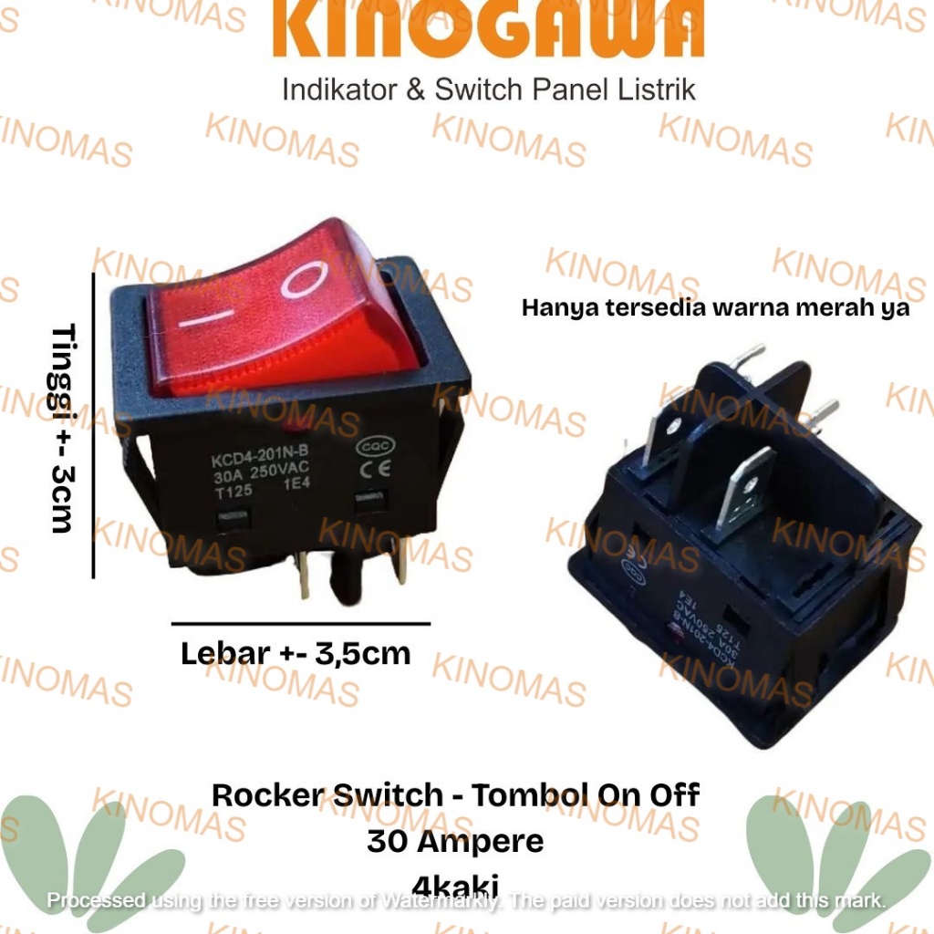 Rocker Switch-Saklar Switch Kotak Besar with Lampu On-Off 4 Pin 30A