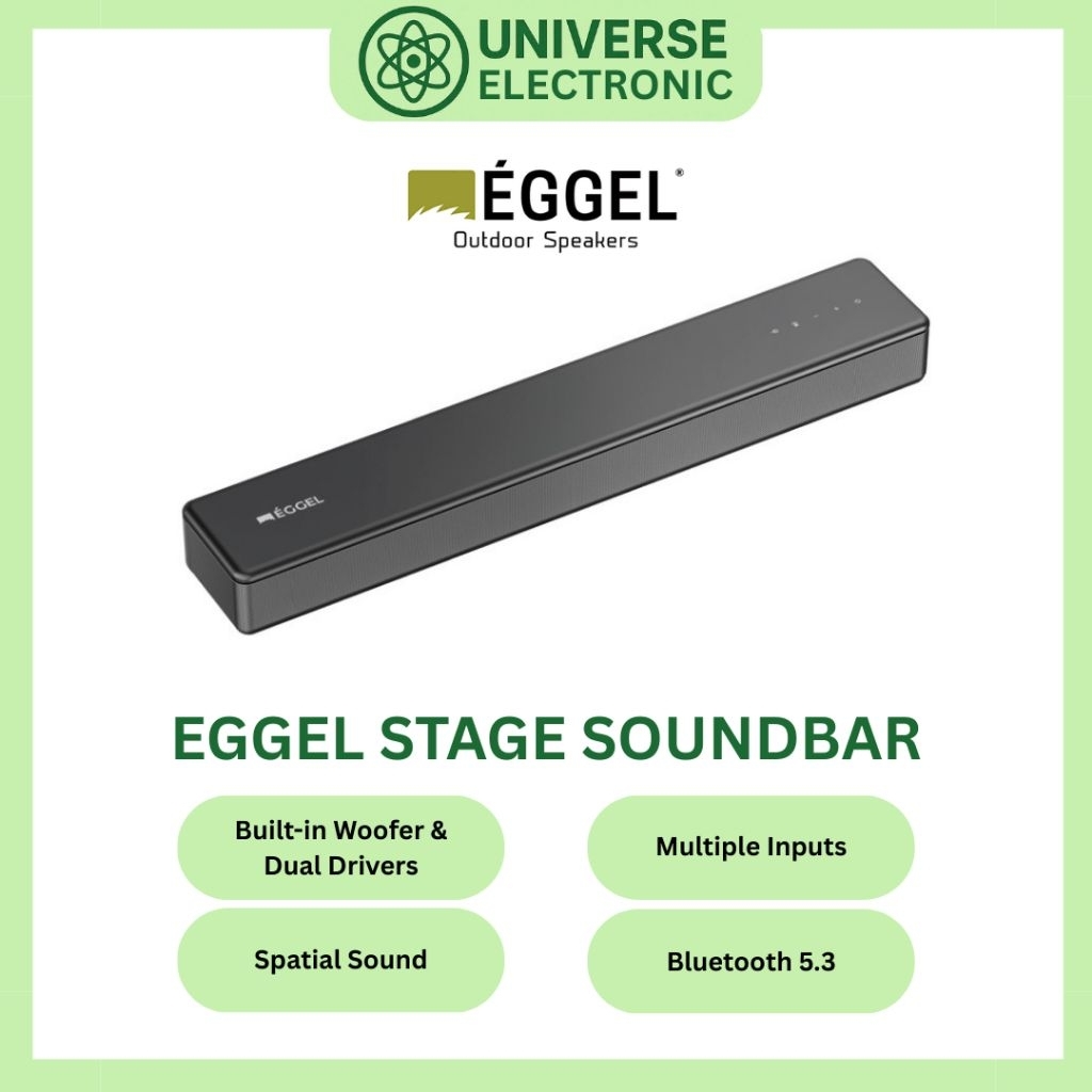 EGGEL STAGE SOUNDBAR BUILT IN SUBWOOFER BLUETOOTH 5.3