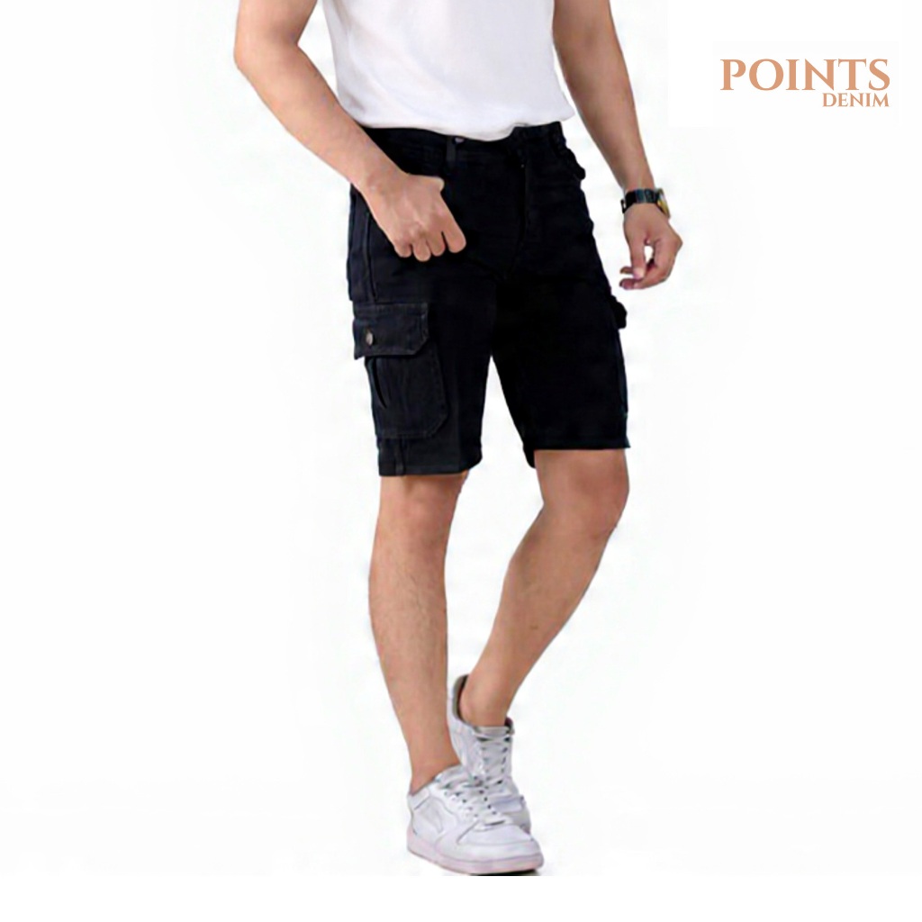 Points Denim - Celana Pendek Jeans Cargo PDL Pria