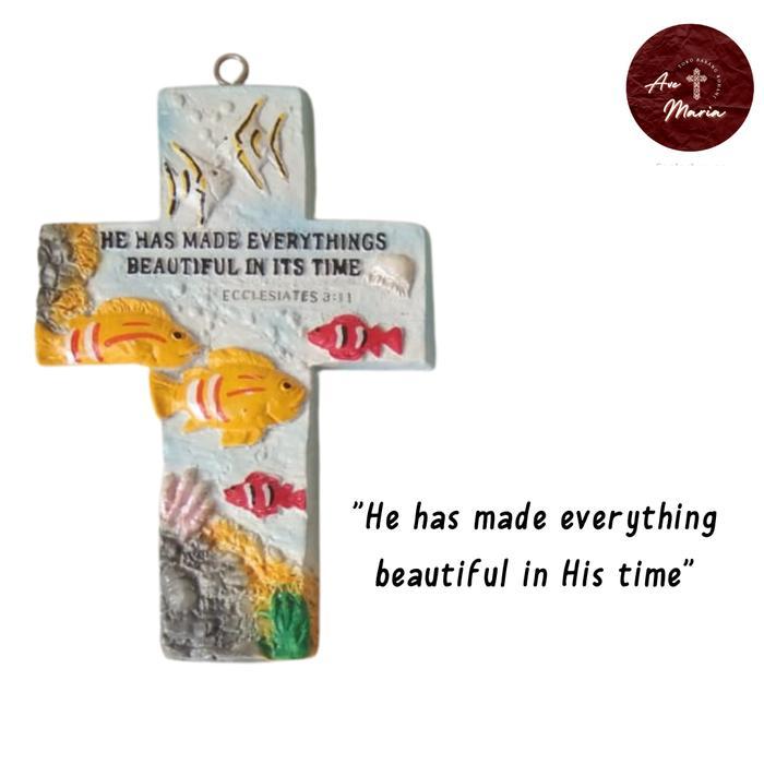 HIASAN DINDING FIBER SALIB AYAT ROHANI ALKITAB IKAN