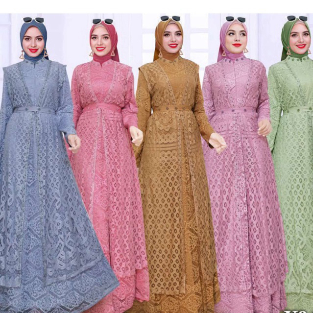 gamis impor brukat outer / gamis lebaran terbaru / gamis brukat impor
