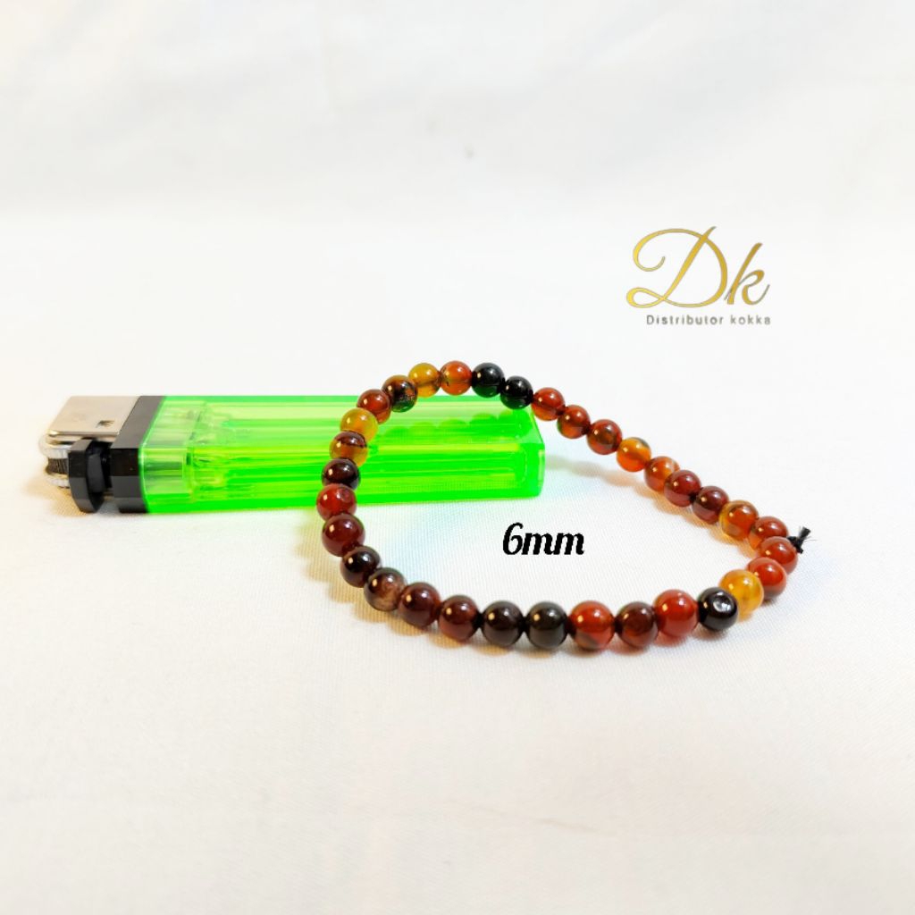 GELANG BATU AKIK SULAIMAN MADU 6MM ORIGINAL