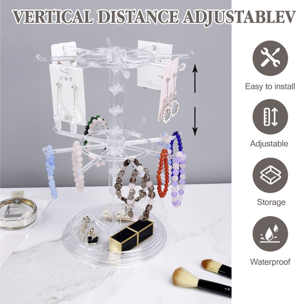 Rak Display putar Matahari Aksesoris putar Serbaguna Untuk Gantungan Kunci Rak Tempat Gelang