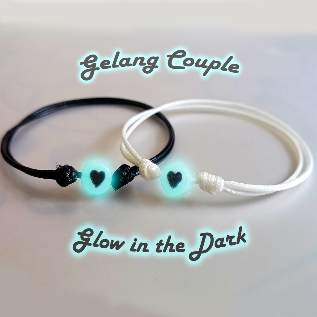 Gelang Couple Pasangan Aesthetic Glow in the Dark Motif Love // 2 pcs Gelang Pertemanan Bestie