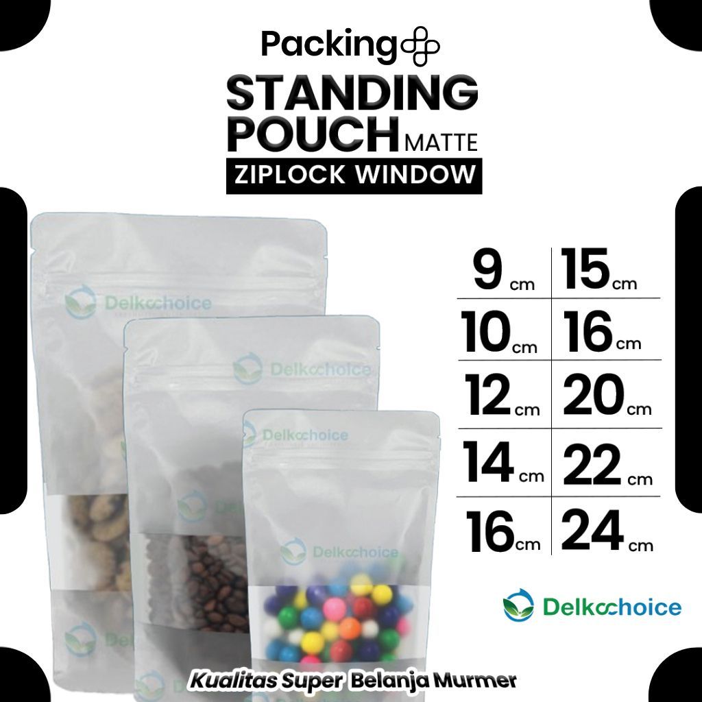 Standing Pouch Matte Doff Window Ziplock PUTIH (WHITE) / Plastik Klip Kemasan Makanan Harga Satuan