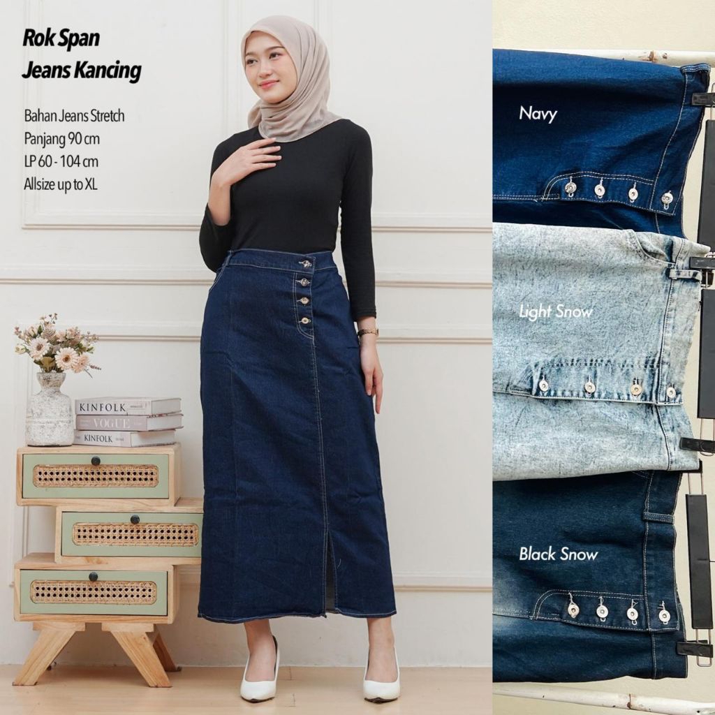 ROK JEANS SPAN KANCING / ROK SPAN / ROK KANCING