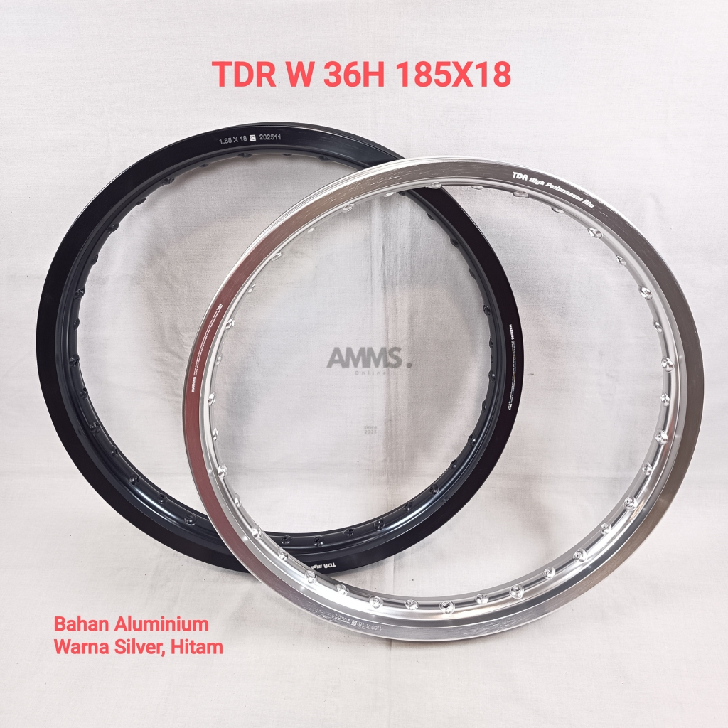 VELG TDR W 36HOLE UKURAN 185//160 RING 18 WARNA HITAM,SILVER