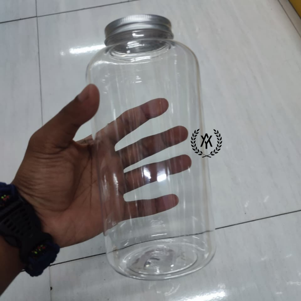 Botol Minum Plastik Bening Aesthetic 1000ml / 1 Liter - Water Bottle Minimalist Food Grade - Botol A