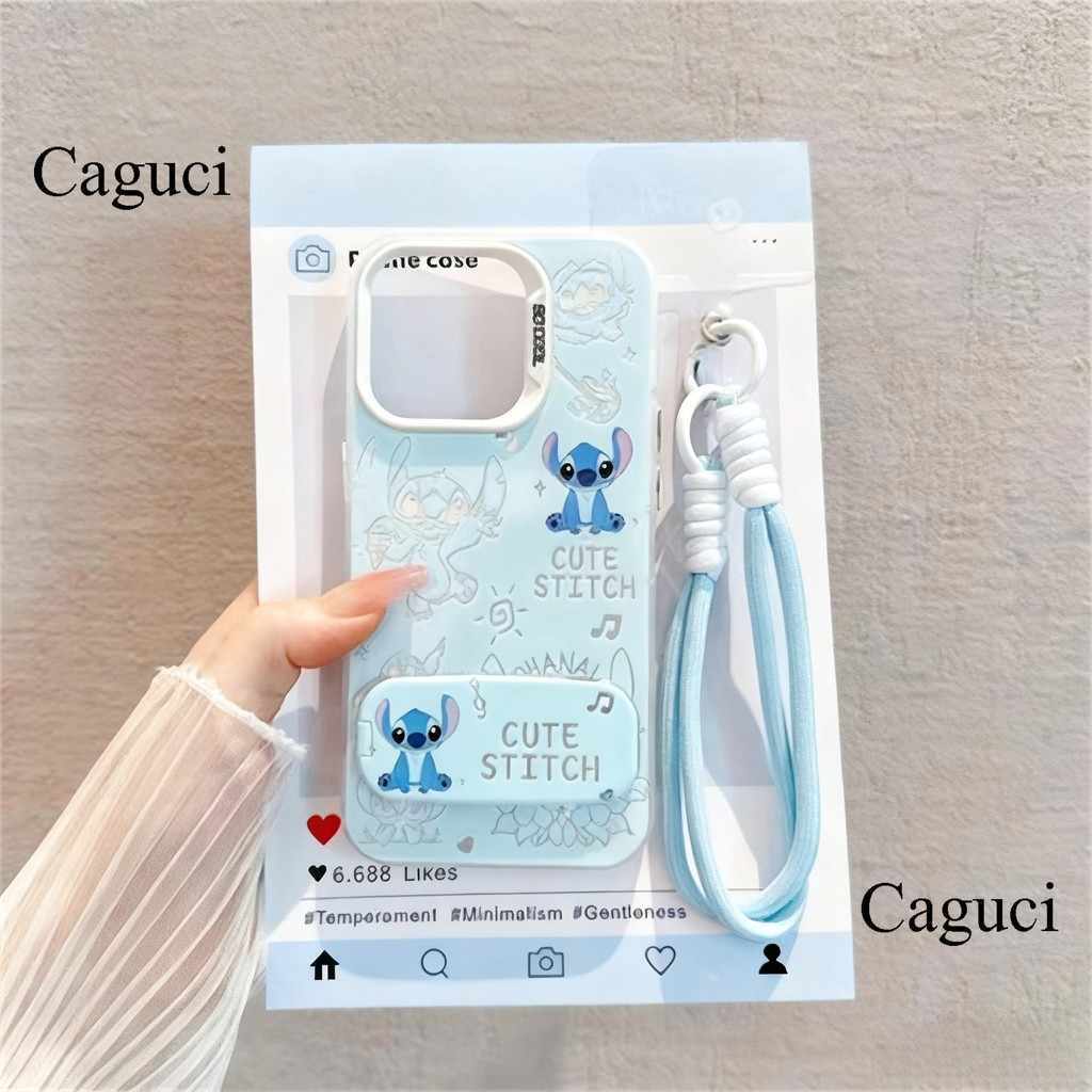 Lucu Kartun Stitch Mirror Penopang Casing HP Untuk Samsung A55 A15 A05S A05 A35 A07 A14 A13 A24 A04E