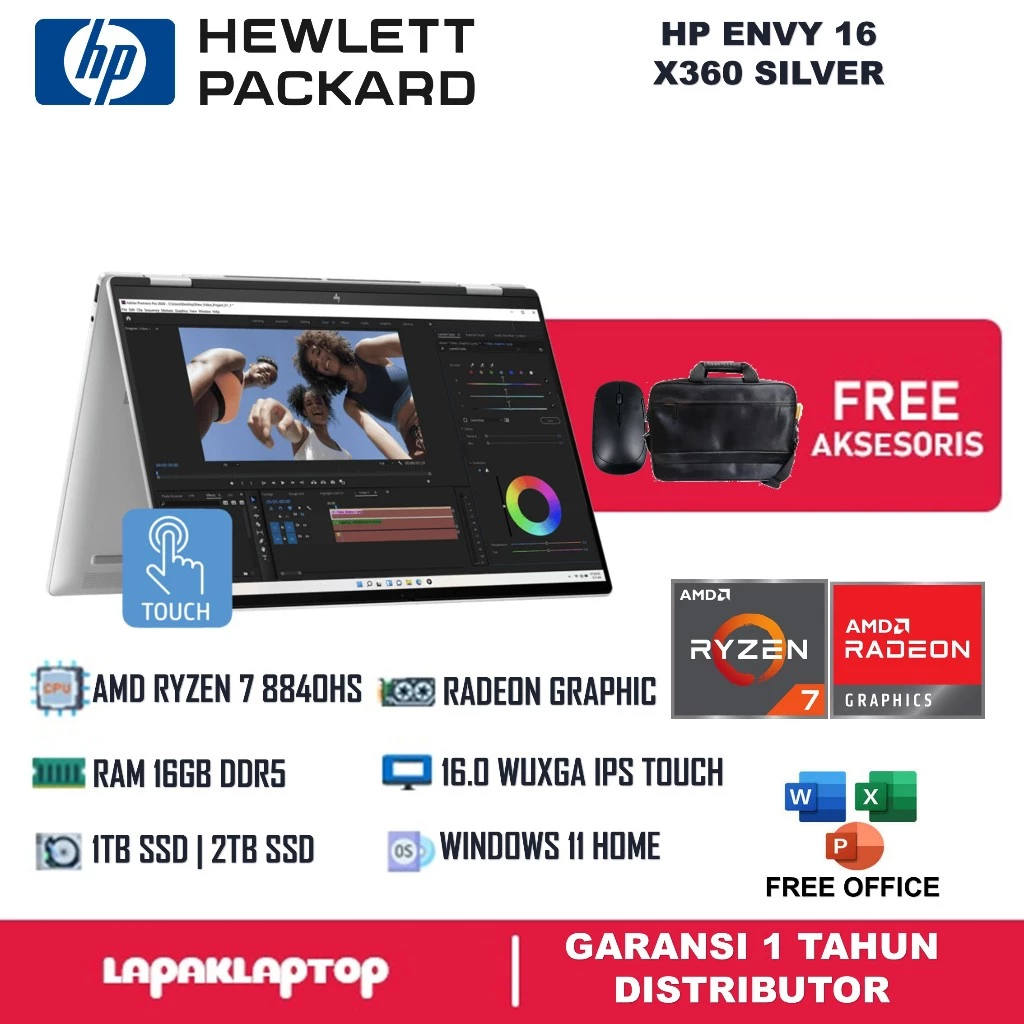 HP Envy x360 16 Laptop Touchscreen AMD Ryzen 7 8840HS 16GB DDR5 1TB NVMe SSD Windows 11 Home