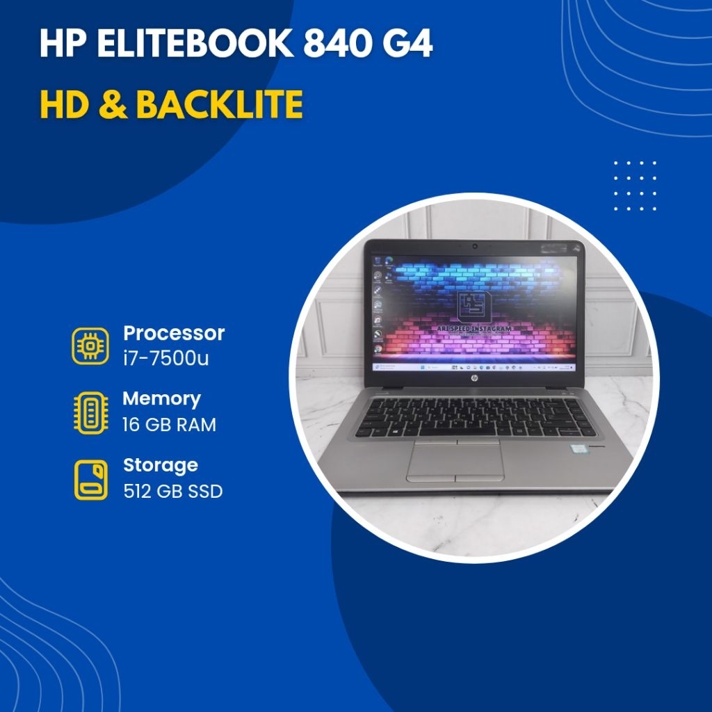 HP ELITEBOOK 840 G4 i7-7500u/RAM 16GB/SSD 512GB/HD/BACKLITE