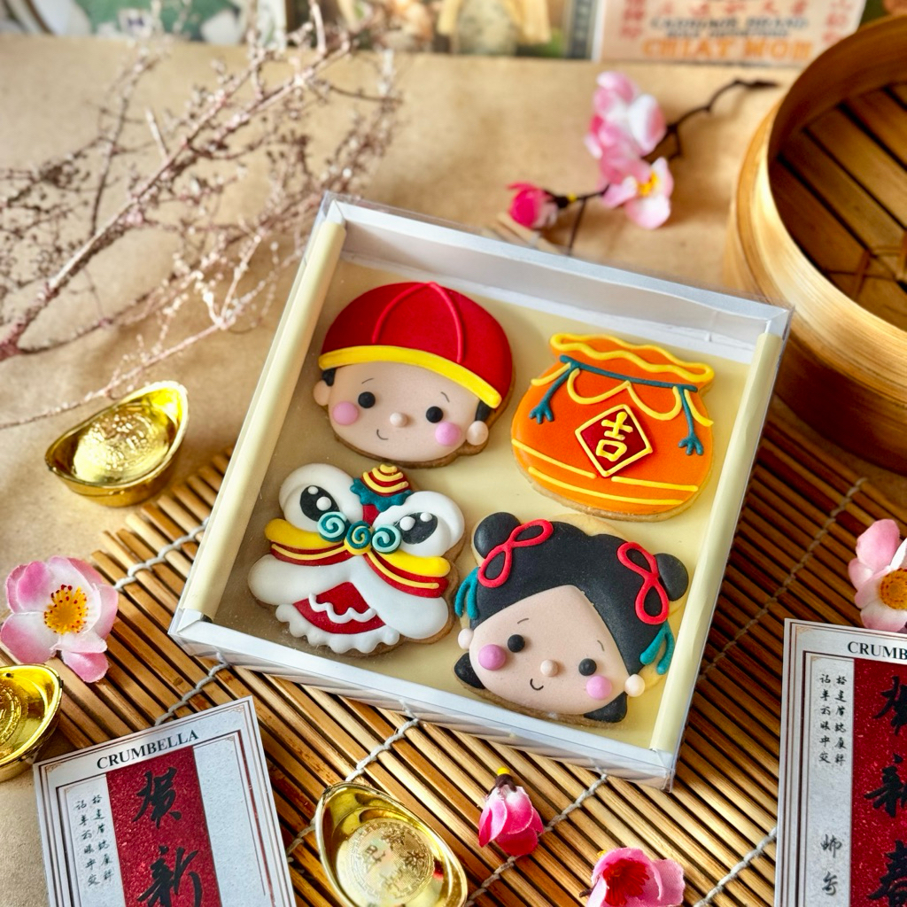 Lucky Box CNY Imlek Cookies – (isi 4 cookies) Kukis Imlek / Kue Imlek / Icing Cookies / Decorated Co
