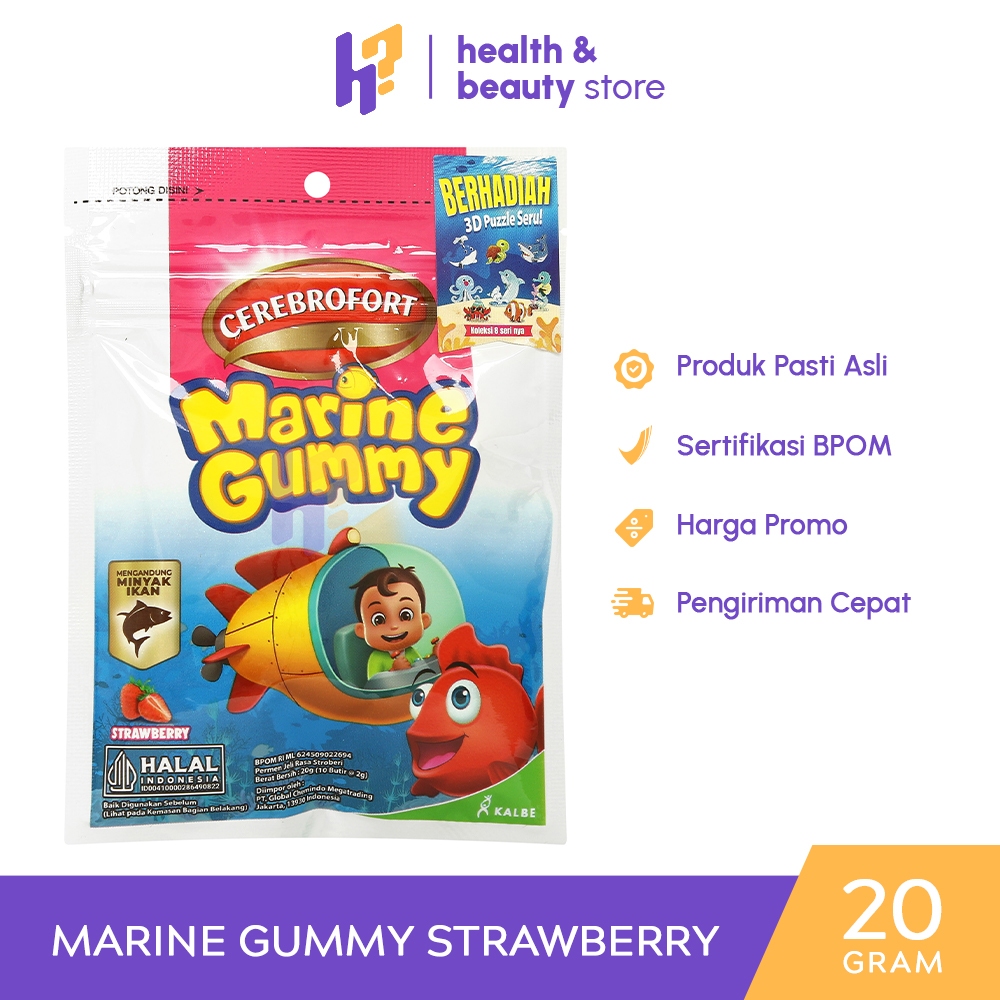 CEREBROFORT MARINE GUMMY 20GR | VITAMIN GUMMY, FISH OIL, OMEGA 3, DAYA TAHAN TUBUH