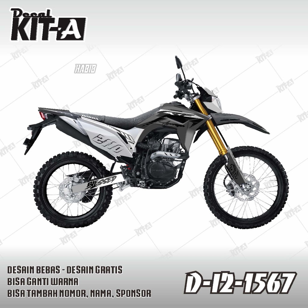Decal Honda CRF 150L ELEGAN ABU ABU PUTIH D-I2-440 D-I2-1657