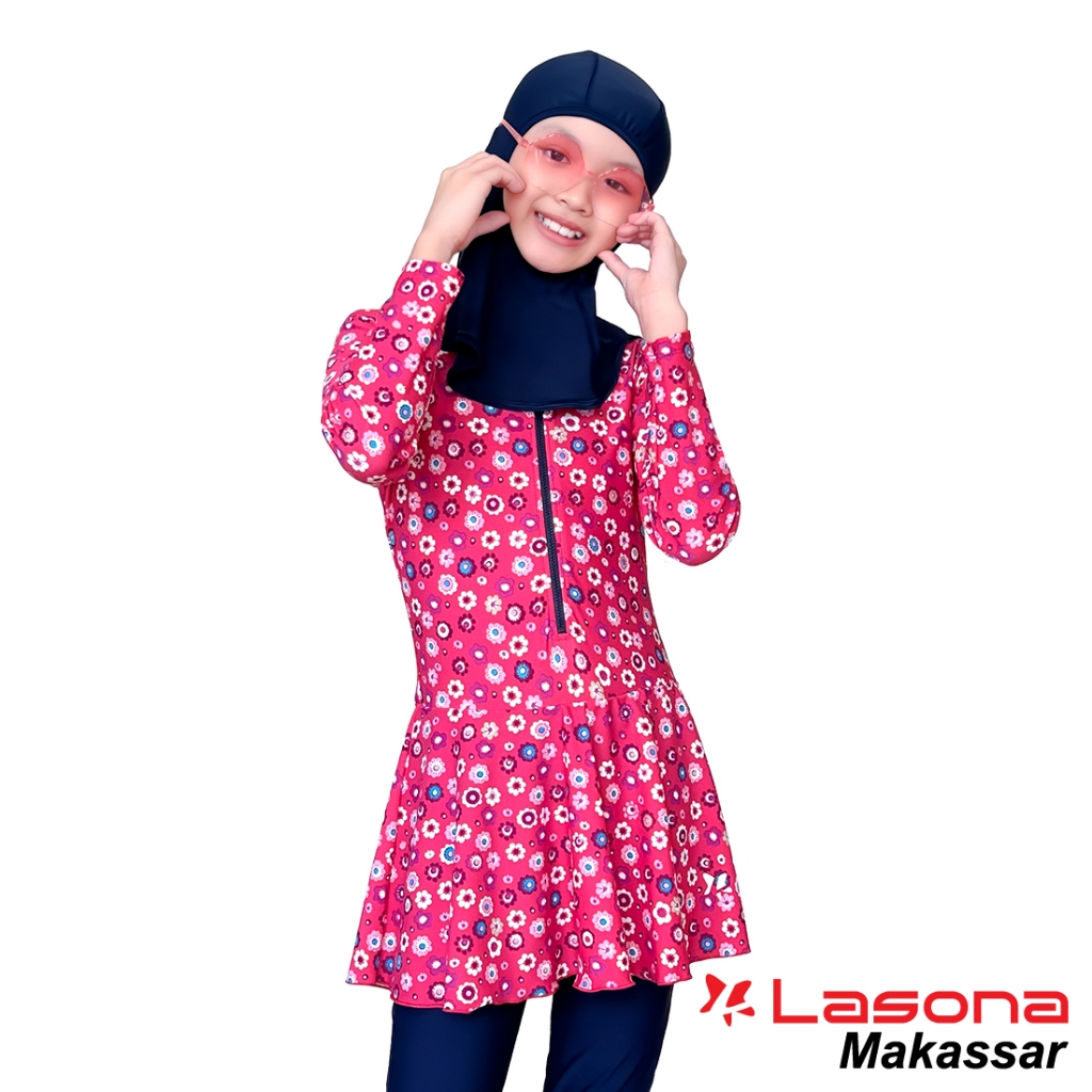 Lasona Kids Burkini Hijab Swimwear Baju Renang Muslim Anak Perempuan TRPM-G3344-L01931 Stok MAKASSAR