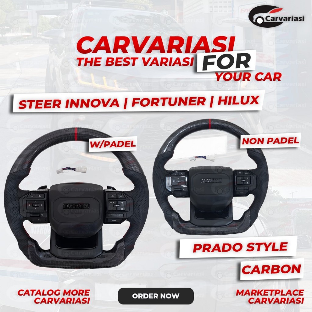 Steer Carbon Prado Style For Hilux Fortuner Innova Include AirBar Stir Innova Reborn Stir Fortuner S