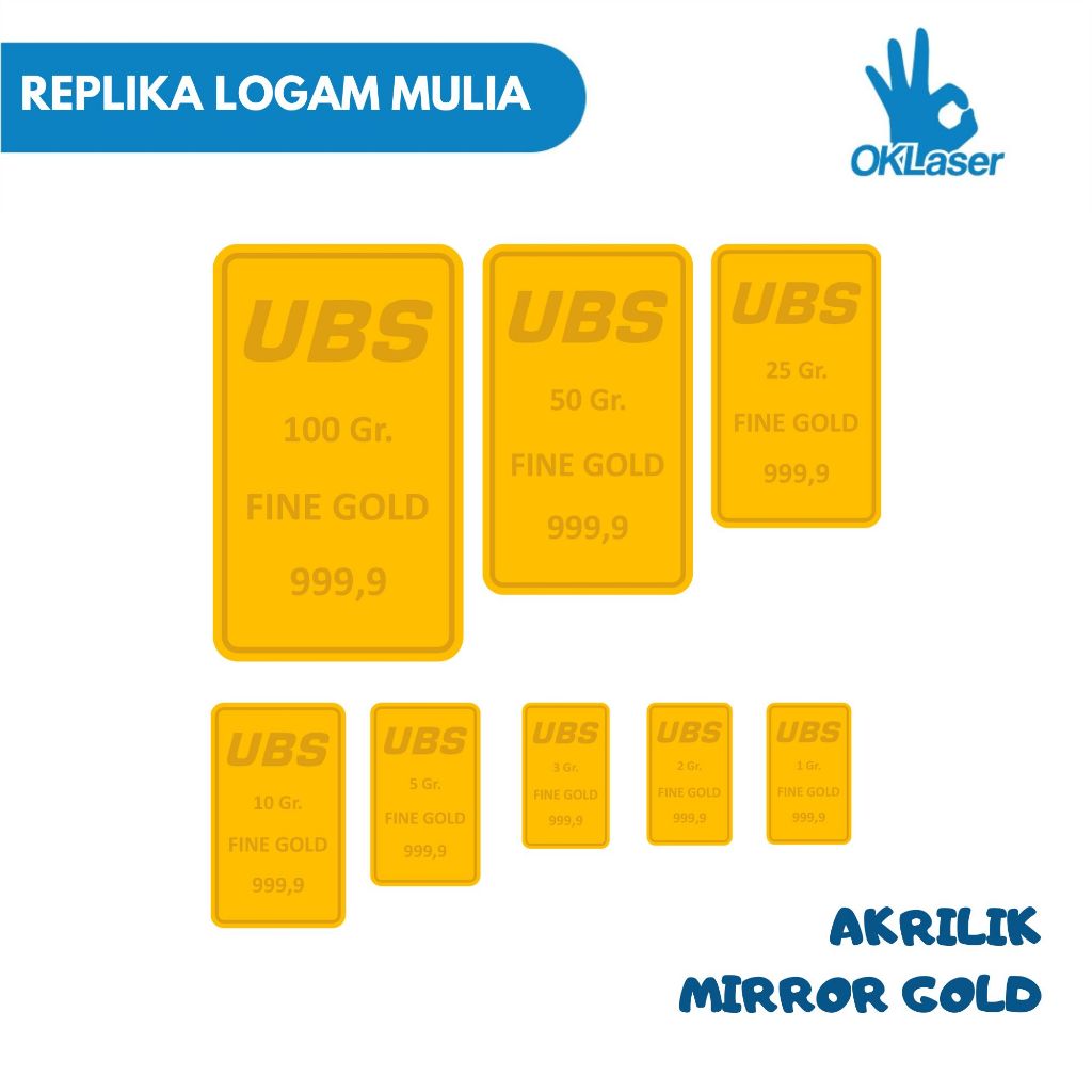 OKlaser Replika LM UBS Logam Mulia Emas Akrilik Gold Aksesoris Mahar