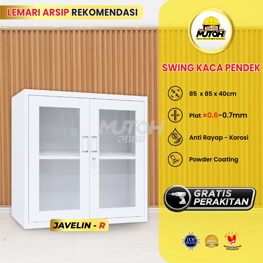 Lemari Arsip Besi Swing Kaca PENDEK Lemari arsip kantor putih MUTOH JAVELIN