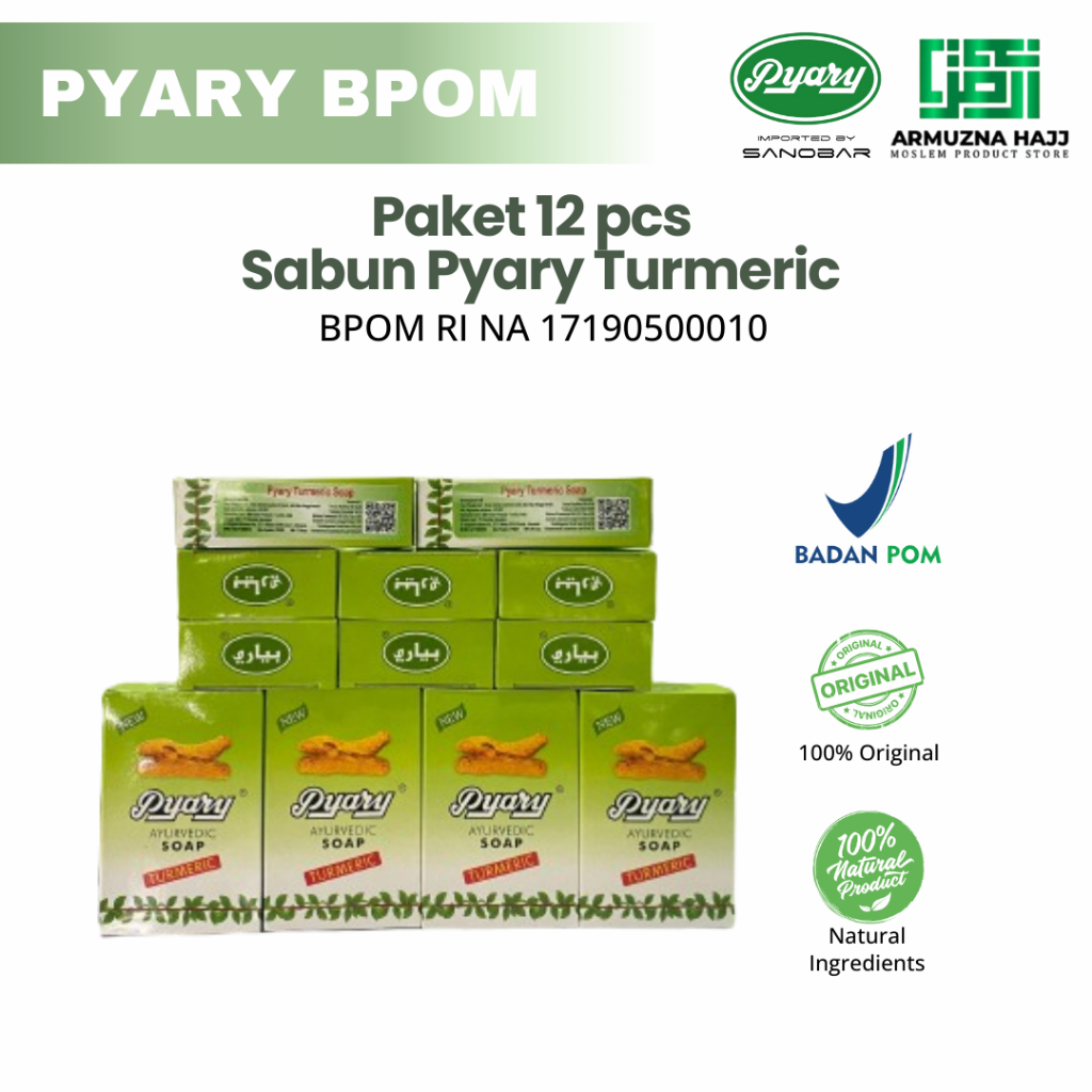 Paket Hemat 12 pcs Sabun Pyary Turmeric -  SABUN ARAB 100% Original PT. Sanobar Indonesia