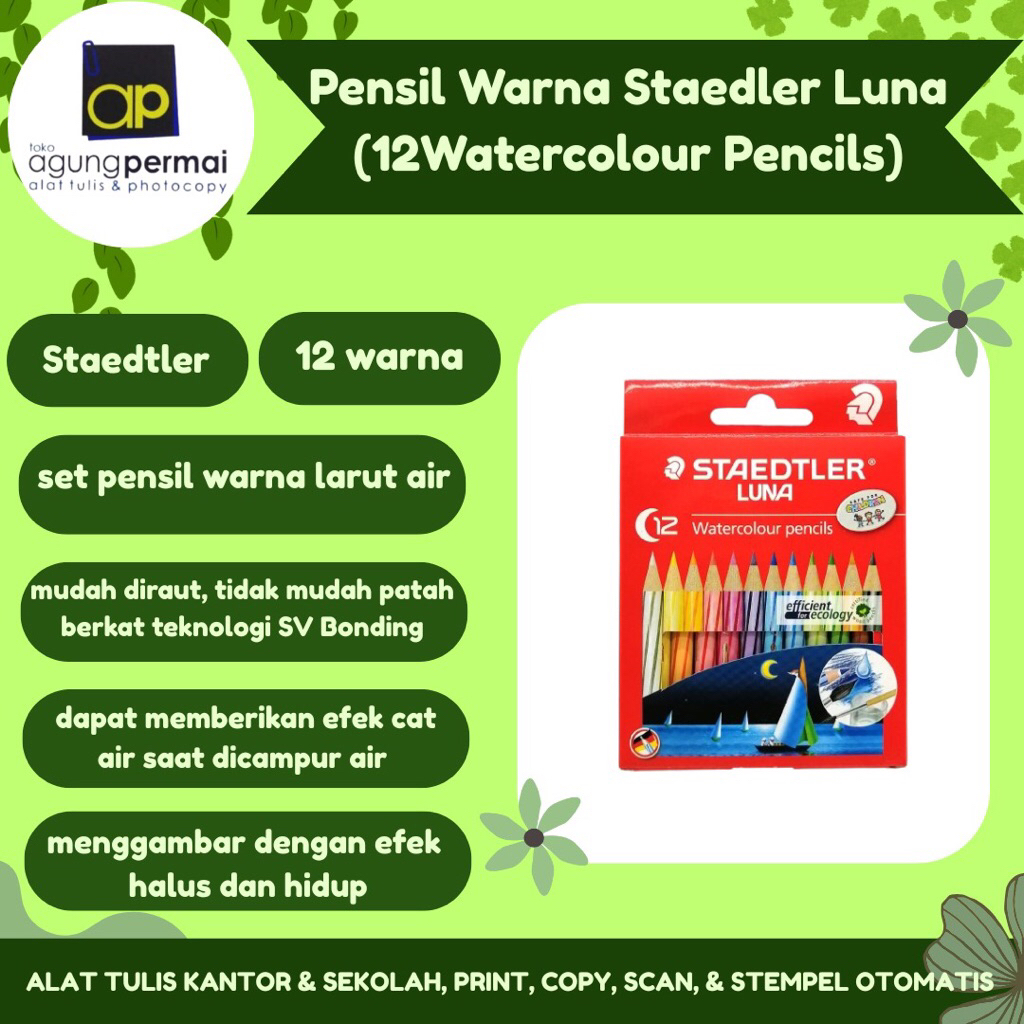 Pensil Warna Staedler Luna (12Watercolour Pencils)