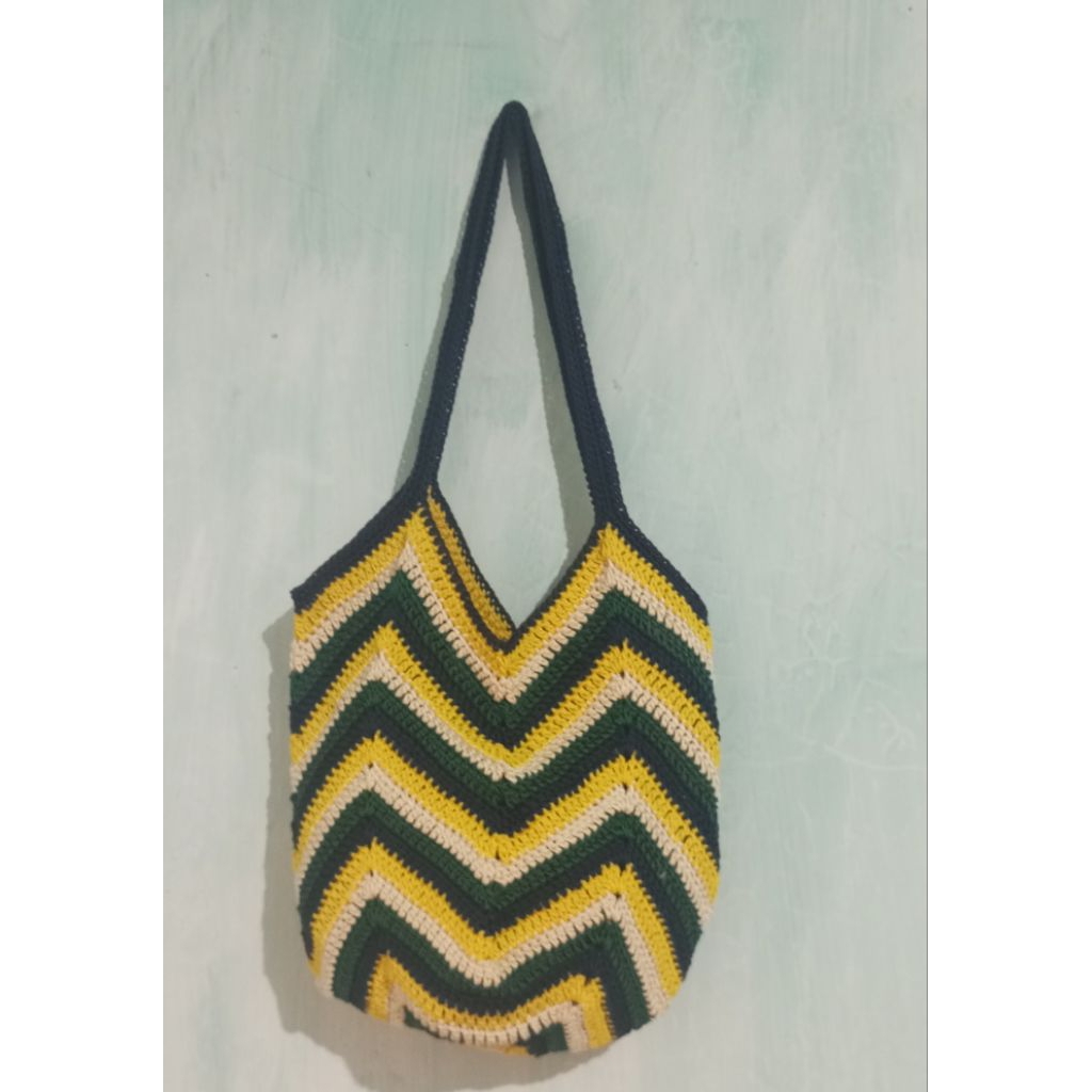 totebag rajut zig-zag/totebag rajut handmade/totebag rajut kekinian