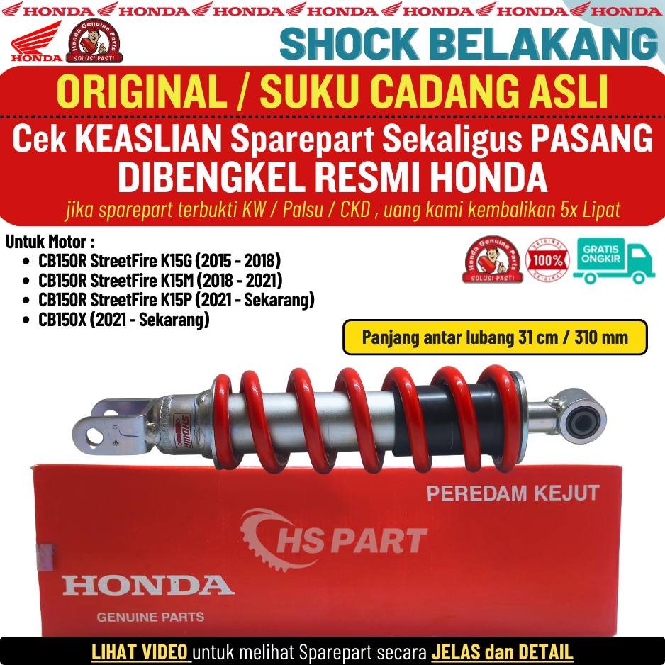 Shock Shockbreaker Monoshock Belakang CB150R CB150X Original Honda 100%