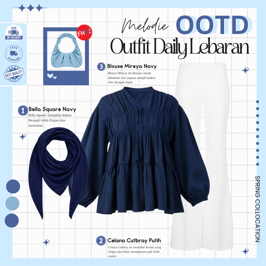 Vina One Set Remaja Casual Look ( Hijab + Blouse + Celana ) OOTD Hijab Kekinian - MO222