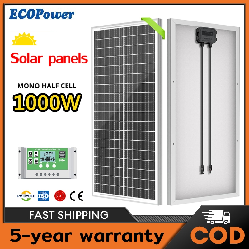 Solar Panel 1000W Panel Surya Solar Charge Controller  Solar PWM 12V/24V  USB Panel Surya Charge