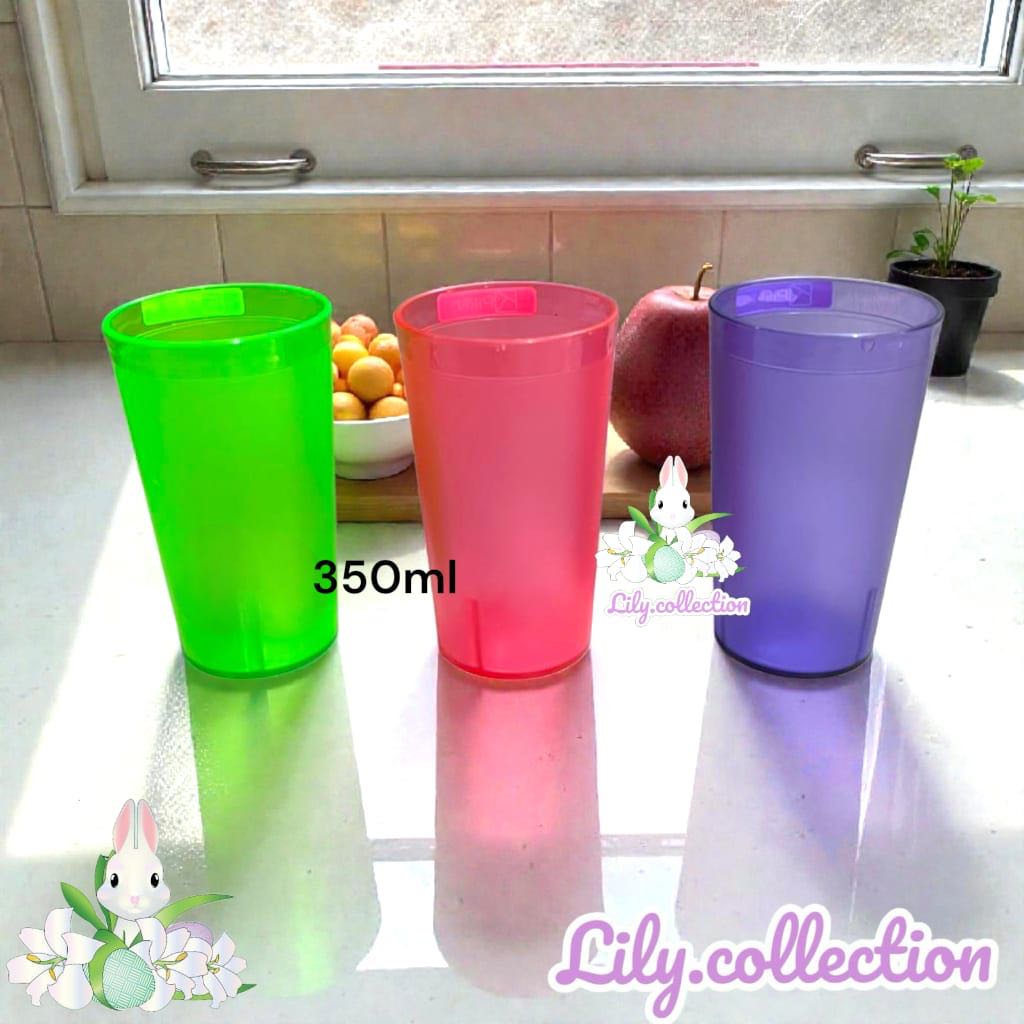 Gelas Akrilik Bening 350ml / 400ml / 500ml Set 12Pcs | Gelas Plastik | Gelas Bening - LILYCOLLECTION